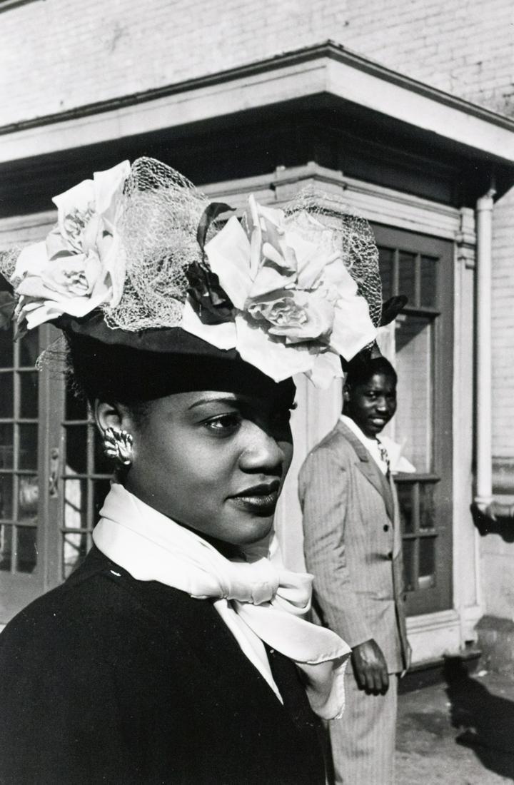 HENRI CARTIER BRESSON Easter Sunday Harlem: HENRI CARTIER-BRESSON, Easter Sunday in Harlem, 1947, Modernage Print, 9.25x6.25", gelatin silver print, printed c. 1970s. Inscribed in pencil on print verso: U.S. Easter Sunday / in Harlem, New York 