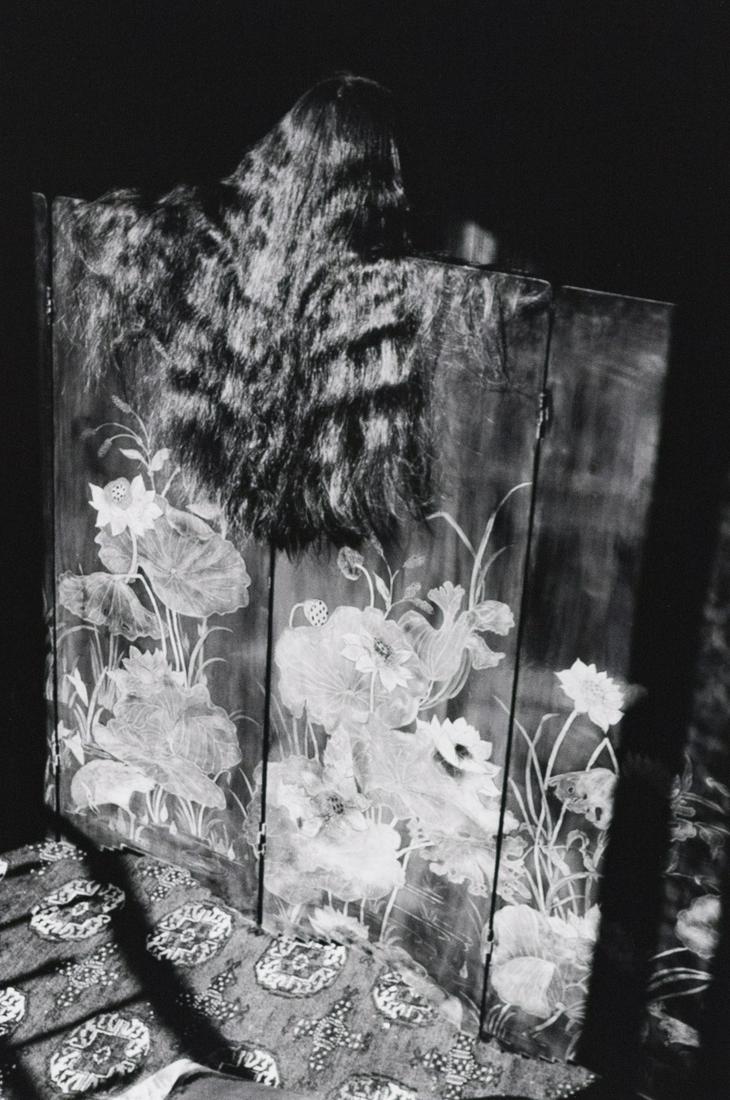 EDOUARD BOUBAT Le Paravent The Screen 1976: EDOUARD BOUBAT, Le Paravent [The Screen], 1976, 11.75x7.8" gelatin silver print, Printed c. 1990, signed in pencil on print verso Boubat creates a poetic layering of harmonious patterns in this image,