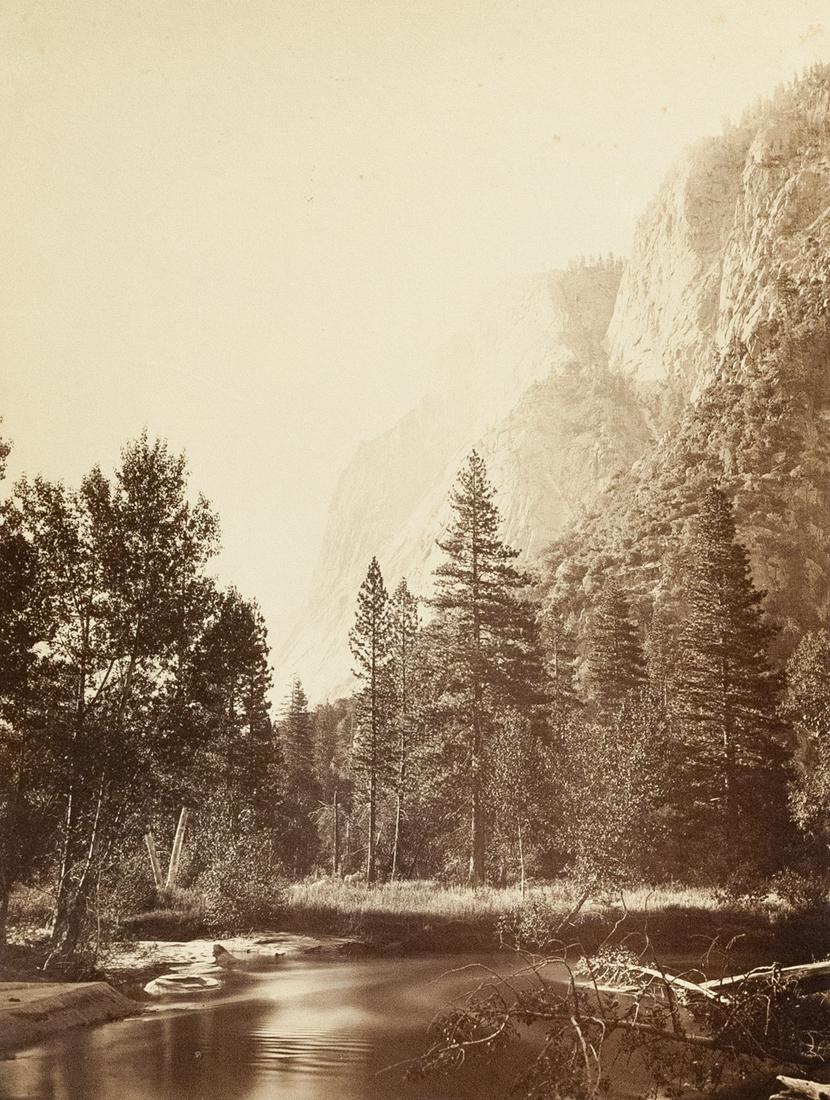 CARLETON WATKINS Glacier Point 16x20" 1866 Signed: CARLETON WATKINS, Glacier Point Yosemite, 1865-66, 20.3X15.5" albumen print, Printed c. 1870, inscribed in pencil on mount recto: CEW 68, signed C.E. Watkins in pencil on mount verso; inscribed in pen