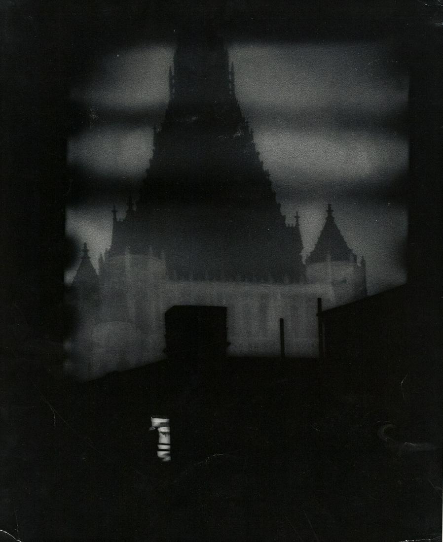 W EUGENE SMITH From my Window, Cathedral NY 1958: W. EUGENE SMITH, From my Window, Cathedral, New York, 1958, 16.75x13.6" gelatin silver print, printed later, ASG# WES/1667. From the series As from My Window I Sometimes Glance, 1957-1958. Circular Es