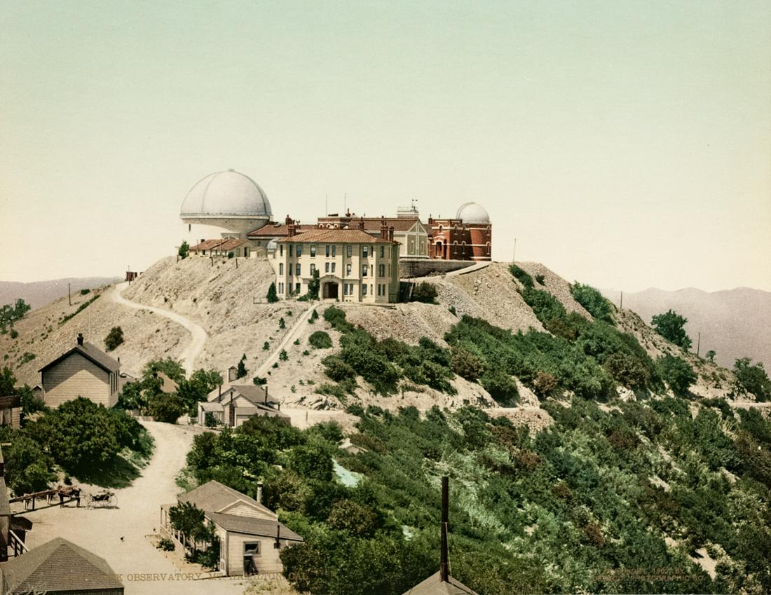 3 views of HISTORIC CALIFORNIA LANDMARKS 1900s: 1. 53006 Detroit Photographic Company Lick Observatory, Mt. Hamilton, Cal. [Diablo Range east of San Jose, Ca.], Photocrom 7x9". In use since 1888 this view shows the original buildings and domed stru