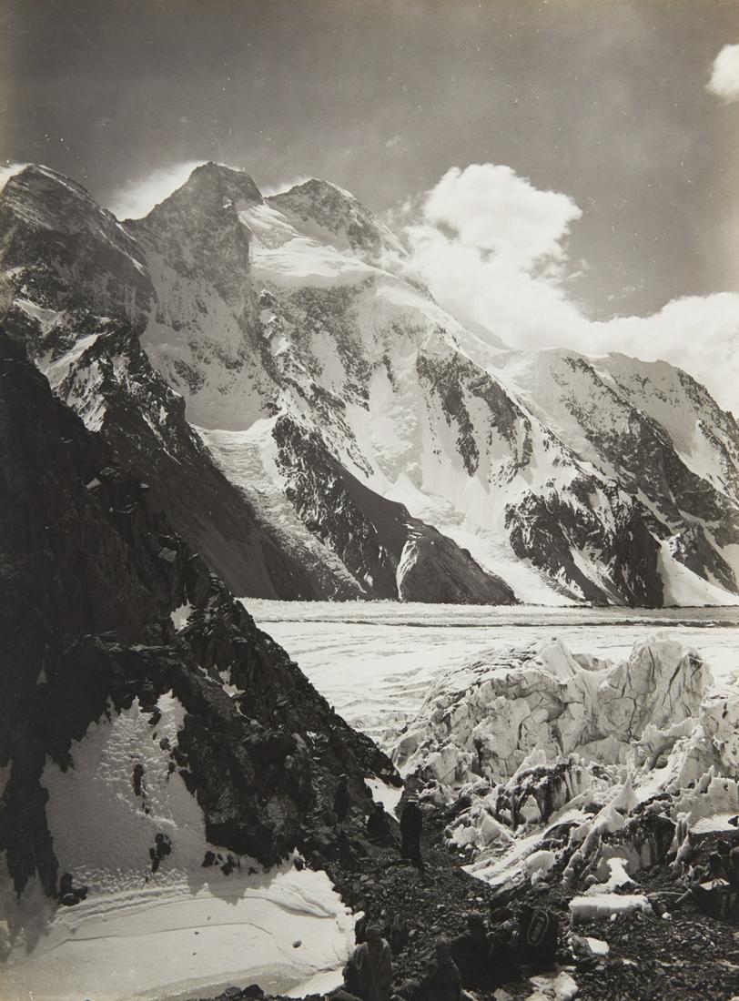 KARAKORAM Broad Peak & Camp VI 1909 Spectacular: 1. VITTORIO SELLA. Broad Peak ,1909, Sella number HK 132. 15.3x11.4" gelatin silver print, printed c. 1909, mounted on 18x14" heavy brown paper. Inscribed in black ink on mount recto: Himalayas / Broa