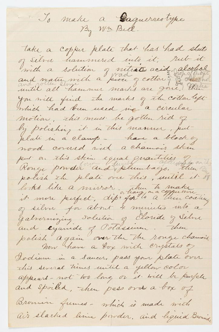 WILLIAM BELL Handwritten Daguerreotype Recipe (1 of 10)
