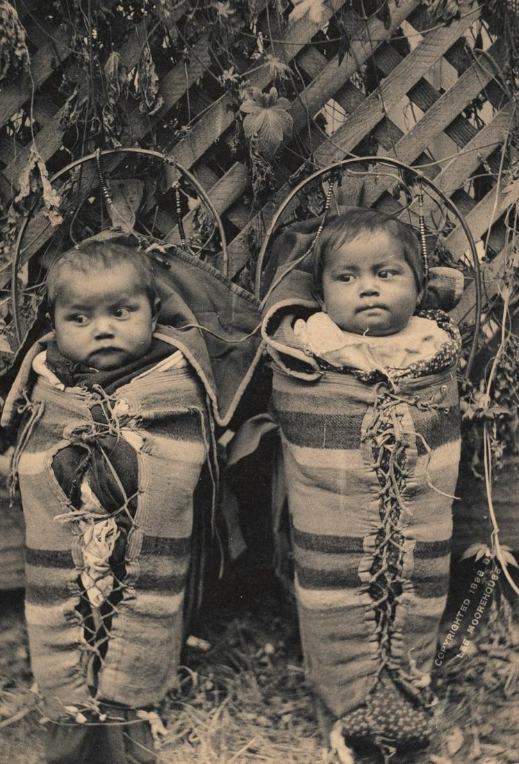 2 PRINTS INDIAN BABIES IN PAPPOOSES 1900s (1 of 6)