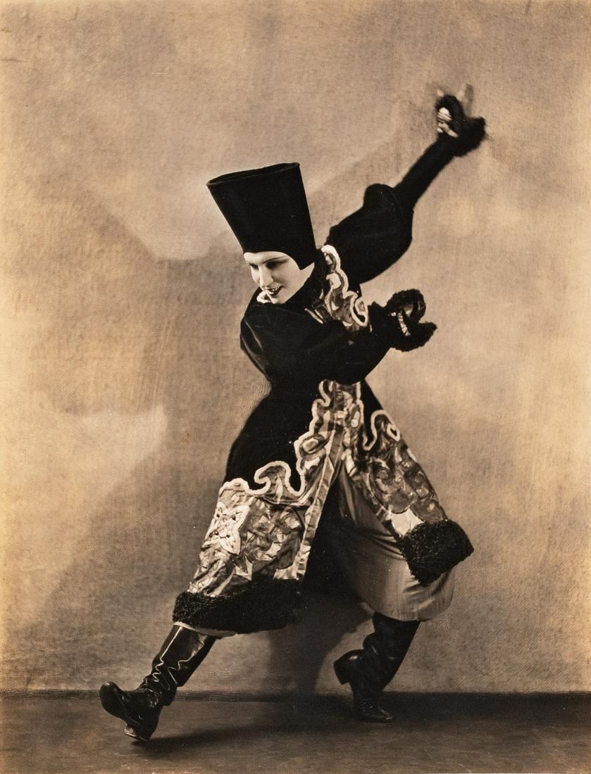 SOICHI SUNAMI Dancer Miriam Marmein 1930: SOICHI SUNAMI. Dancer, Princess Theatre, Miriam Marmein, c. 1930. 9.4x7.3" gelatin silver print. Printed c. 1930. Inscribed in pencil on print verso: Miriam Marmein / dancer mime / Tues. eve January 2