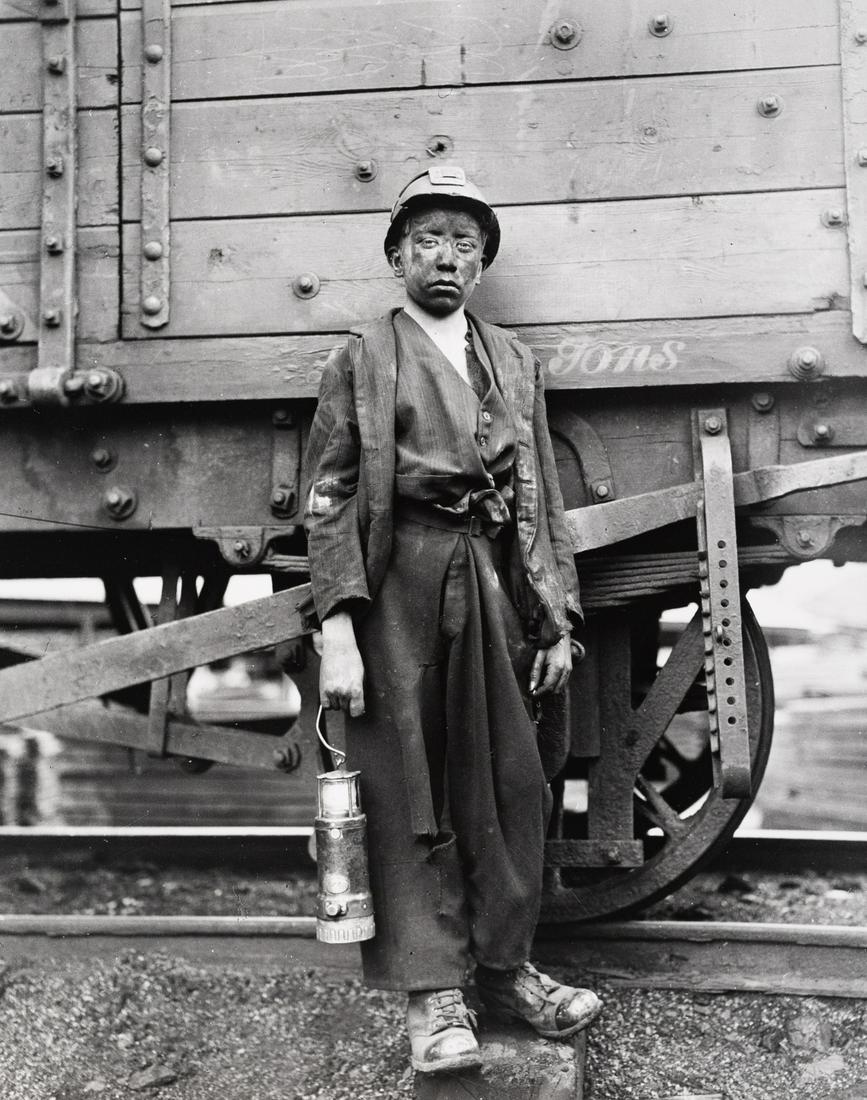 ARTHUR ROTHSTEIN Child Coal Miner 1947: ARTHUR ROTHSTEIN. Young Coal Miner, 1947. 9.5x7.6" gelatin silver print on 10x8" paper. Printed later. Stamped in black ink on print verso: Arthur Rothstein Photograph from the collection of Grace Rot