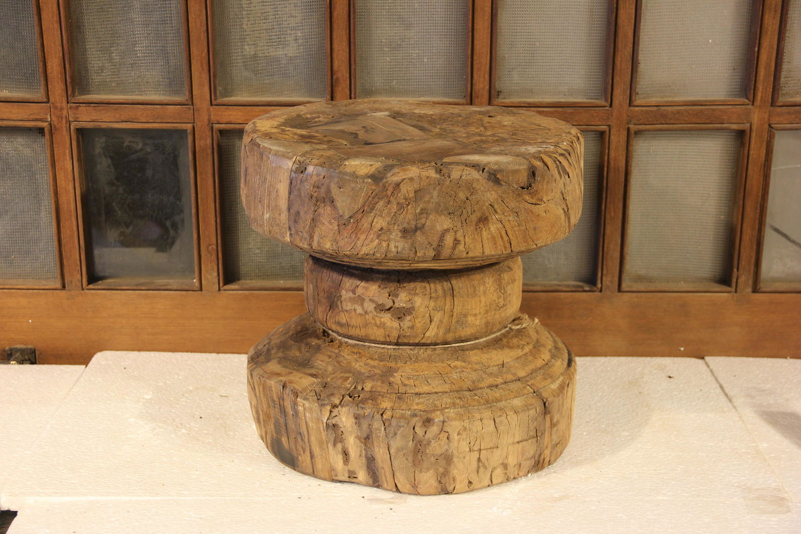 Large Wooden Mortar or Stool (1 of 3)