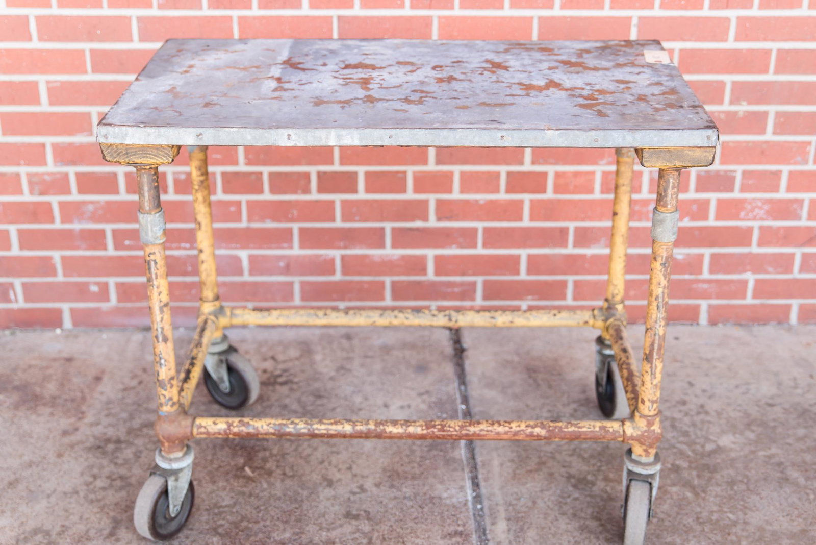 Industrial Work Table: Indistrial work table from a Northeast US factory, all casters are working and the patina is awesome!