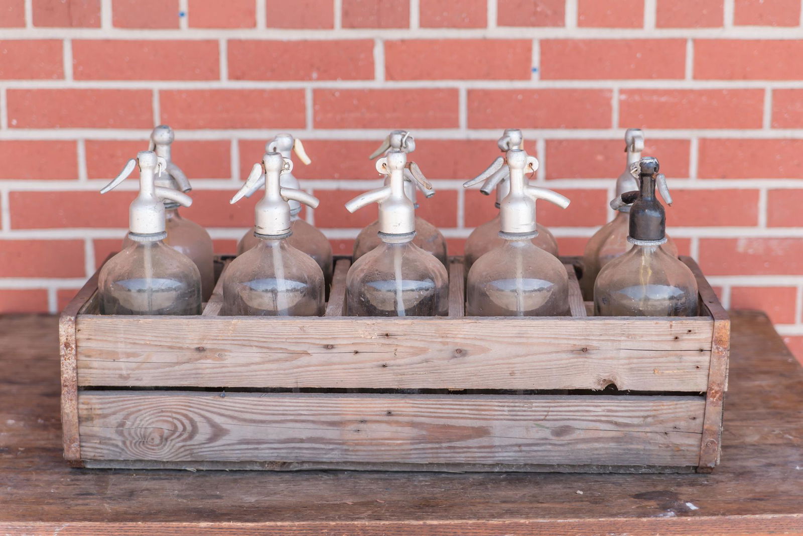 Lot of 10 Seltzer Bottles and Crate (1 of 2)