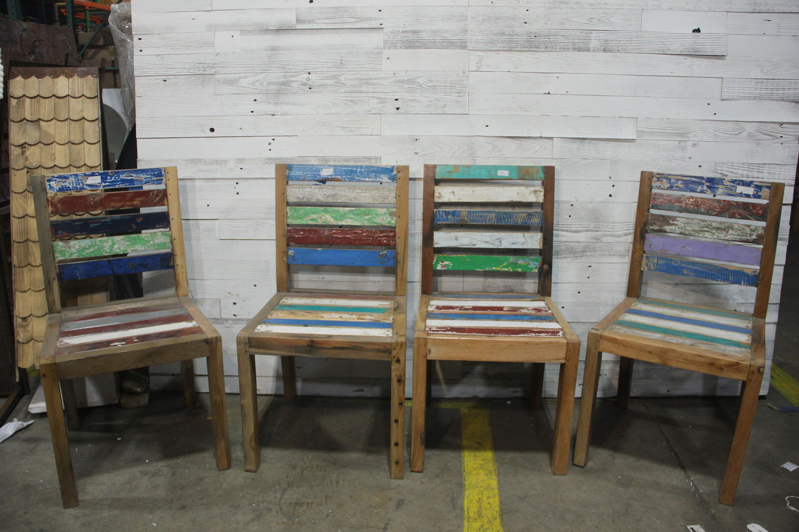 Lot of 4 Boatwood Slat Back Chairs (1 of 4)