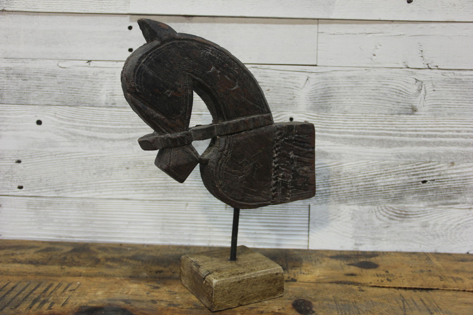 Primitive Hand Carved Horse On Stand (1 of 2)