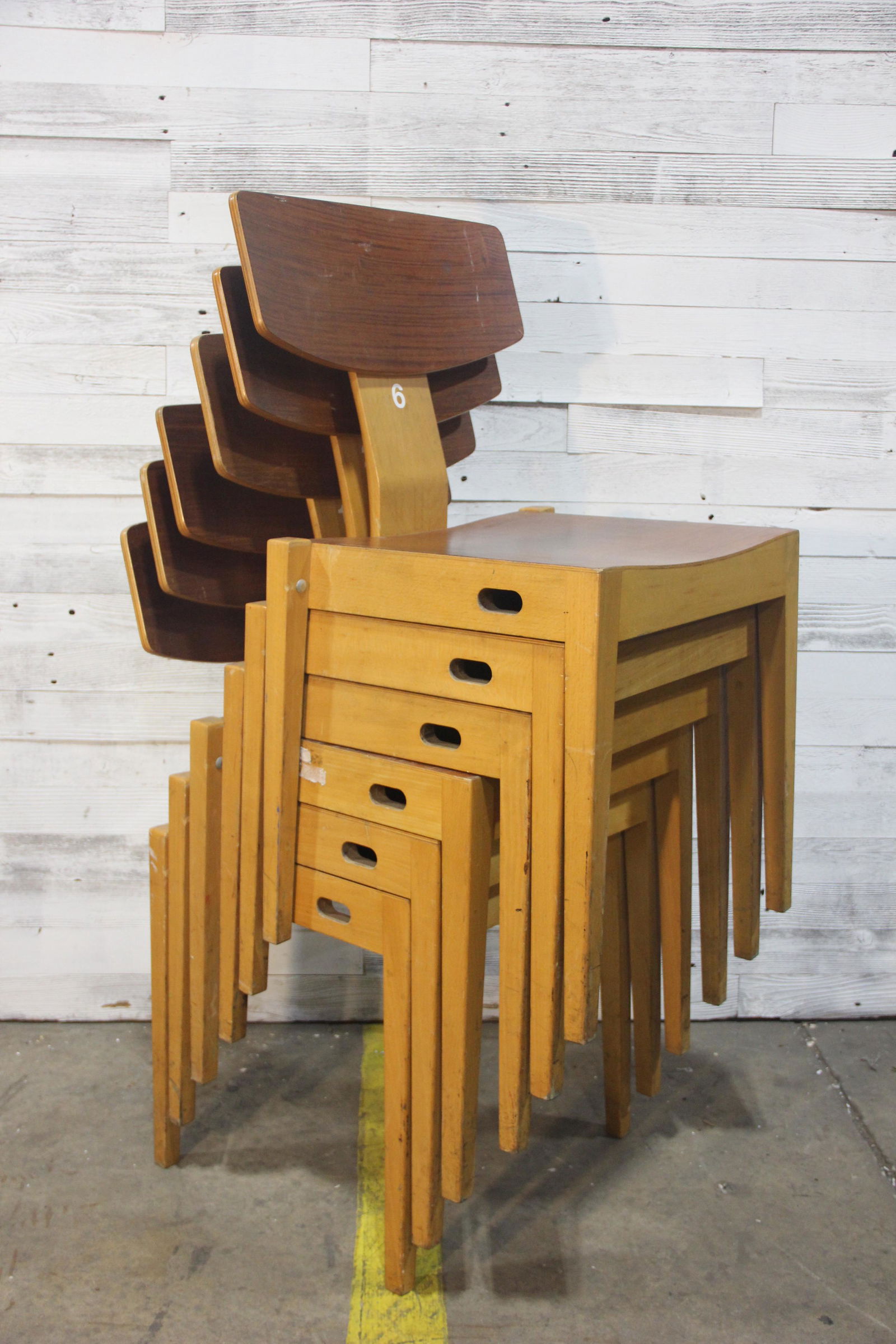 Lot of 6 Numbered Stacking Chairs (1 of 6)