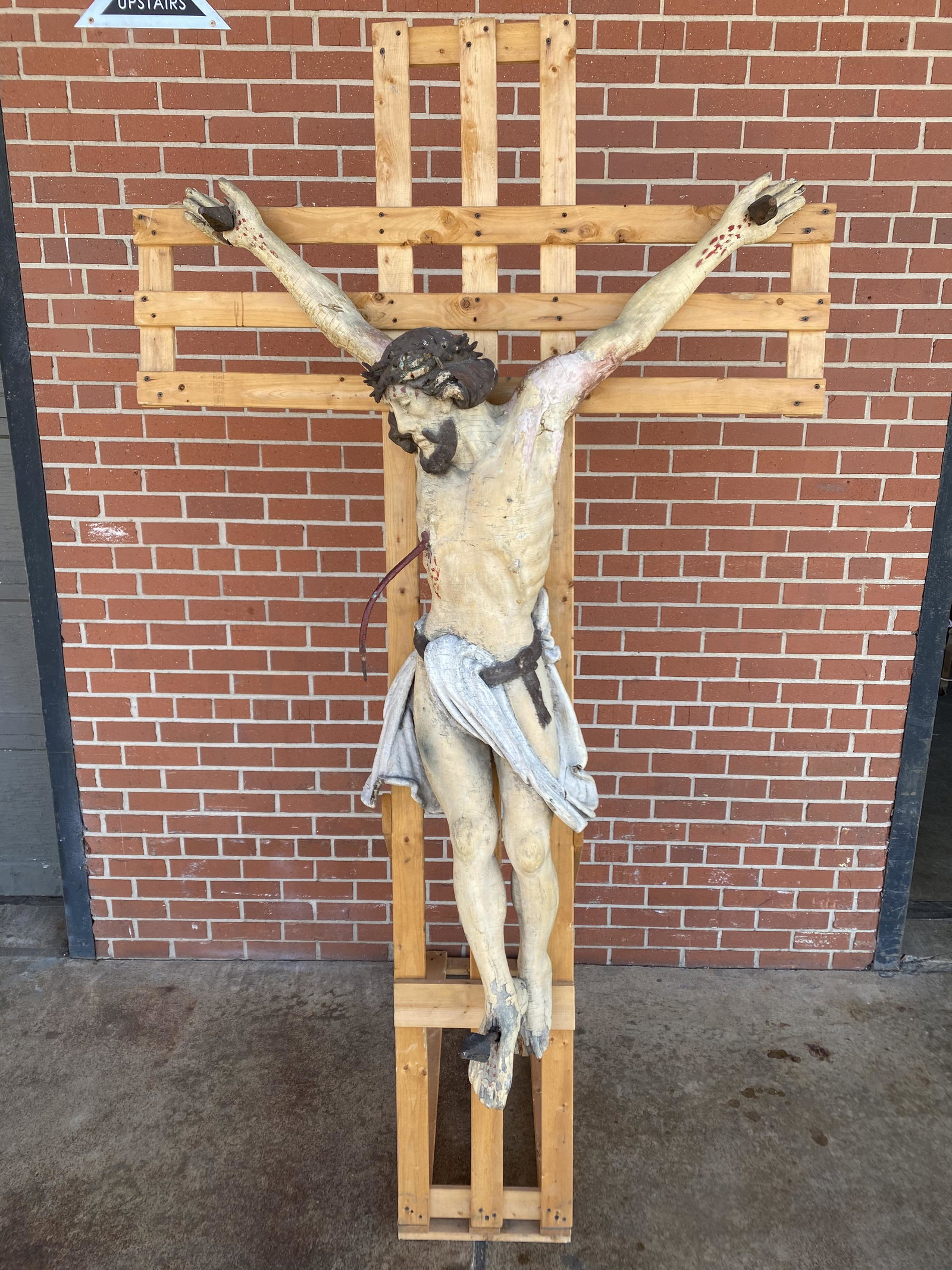 Signed European Corpus Cristi: Possibly 19th century signed Corpus Cristi gesso over wood from Belgium