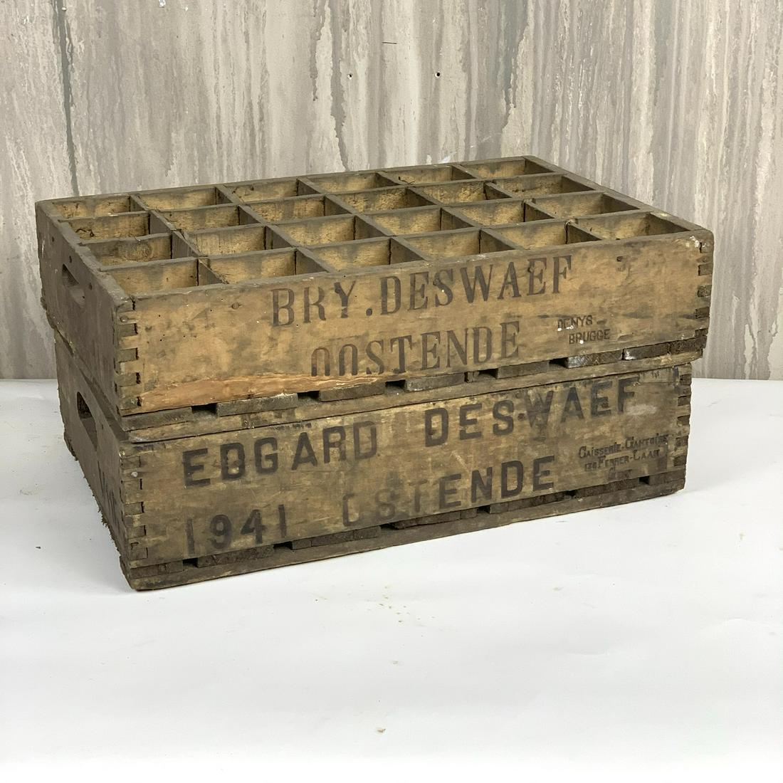 Vintage European Tulip Crate: Lot of 2 wooden European tulip crates with original markings.