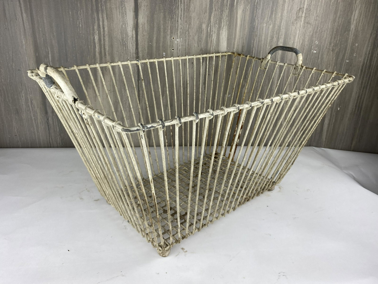 European Wire Oyster Basket With Handles: Great looking vintage wire basket from Europe. Originally used for picking oysters! Perfect for your storage needs!