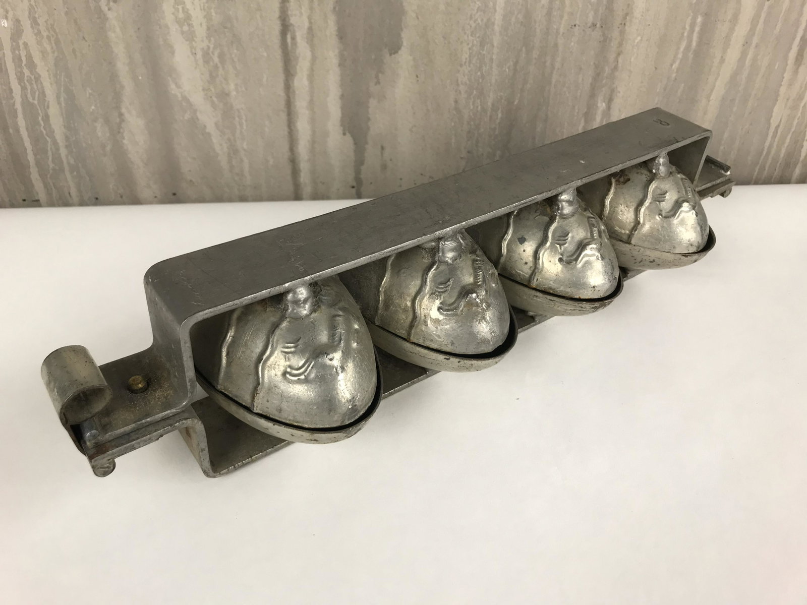 Vintage Belgium Chocolate Mold: Authentic 2-part egg chocolate mold with rabbit indents from a candy factory in Belgium