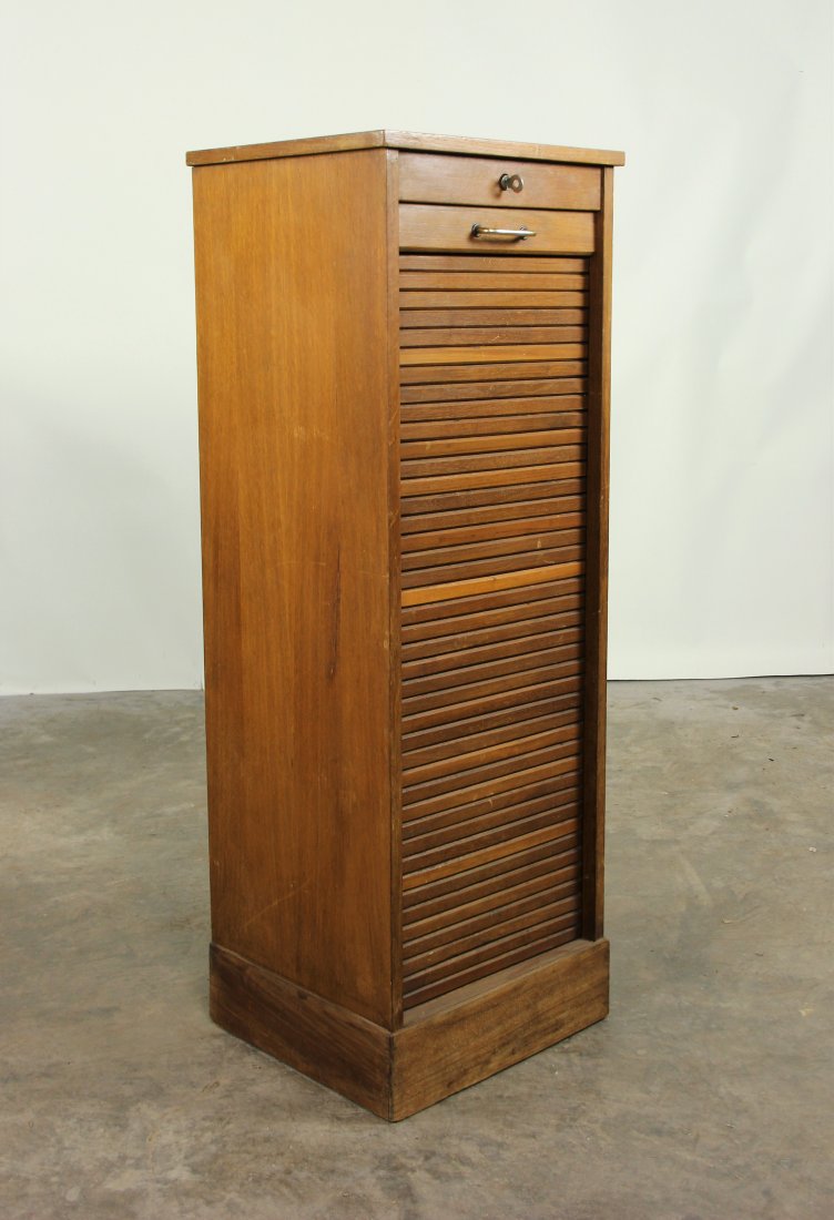 Vintage Oak Tambour Door Filing Cabinet (1 of 5)