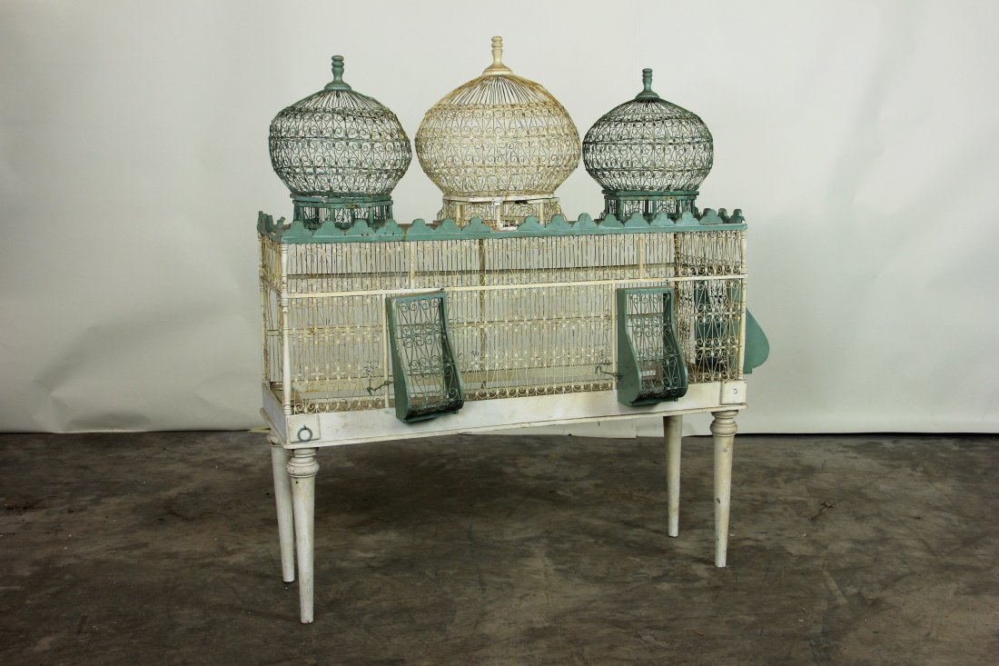 20th Century Polychrome Wire Bird Cage (1 of 8)