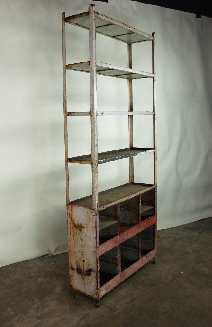Tall Industrial Factory Shelf: Tall industrial factory shelf with tons of room for display
