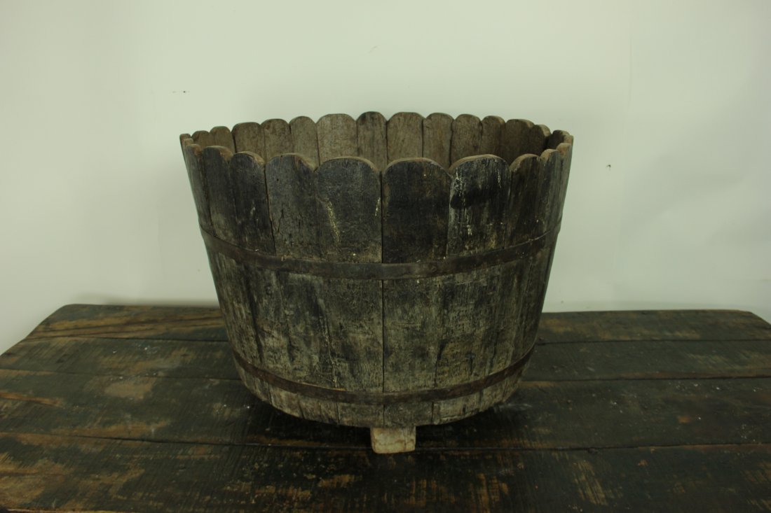 Metal Banded Wooden Planter (1 of 4)