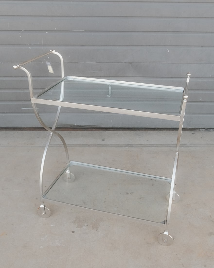 Modern Metal Bar cart: Stunning Two Teir Metal Bar Cart On Casters