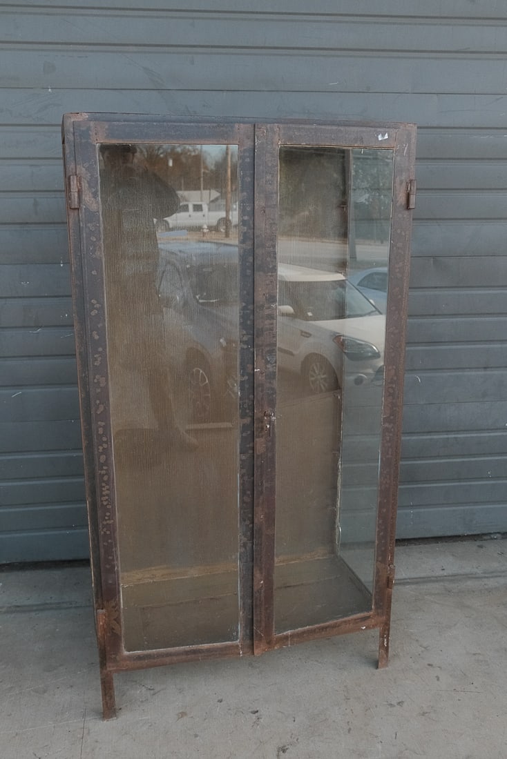 Vintage Medical Cabinet: Amazing Glass And Iron Medical Cabinet.
