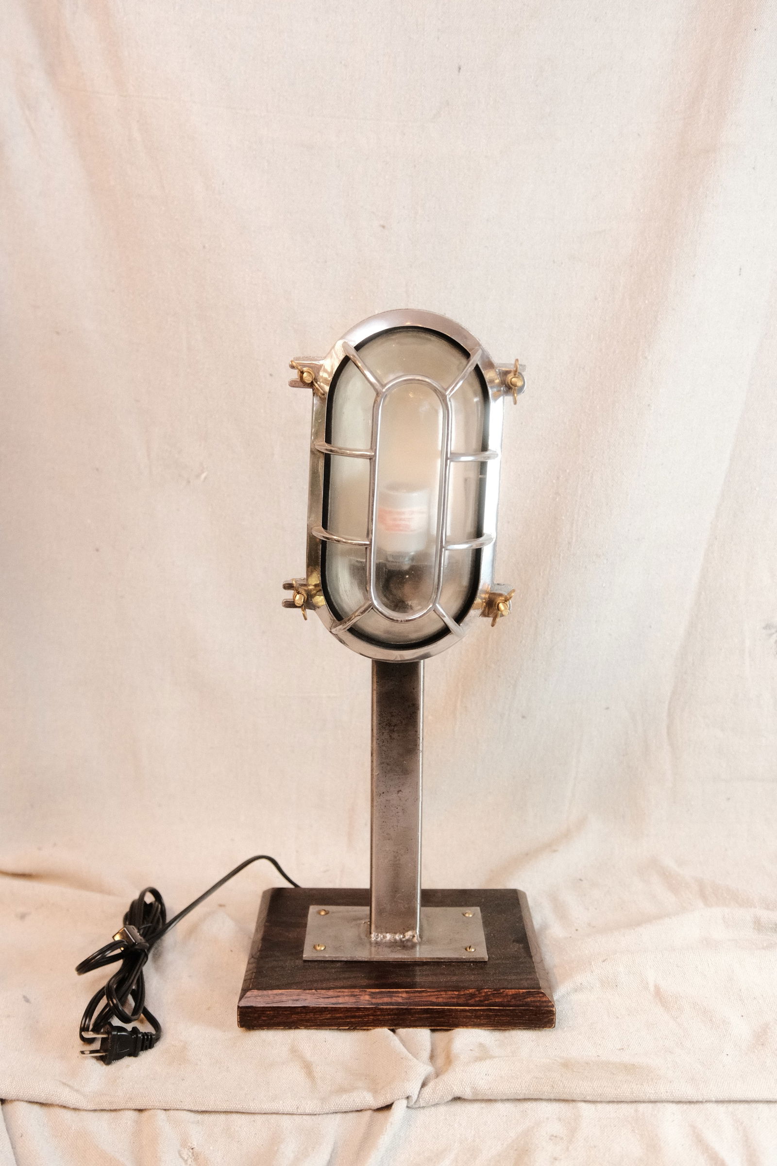 Chrome Nautical Light on metal stand (1 of 3)