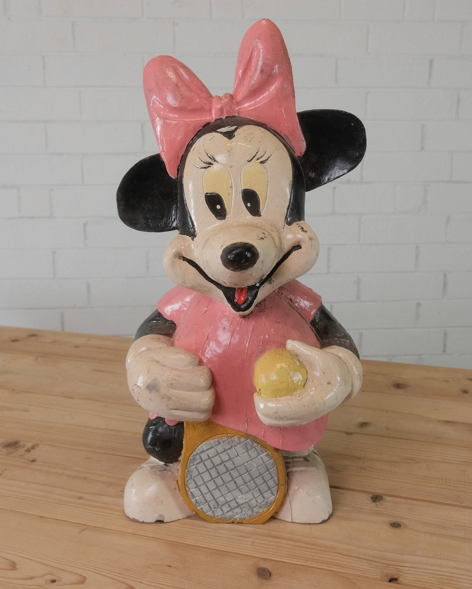 Vintage Hand Carved Mini Mouse: Wooden Hand carved Mini Mouse