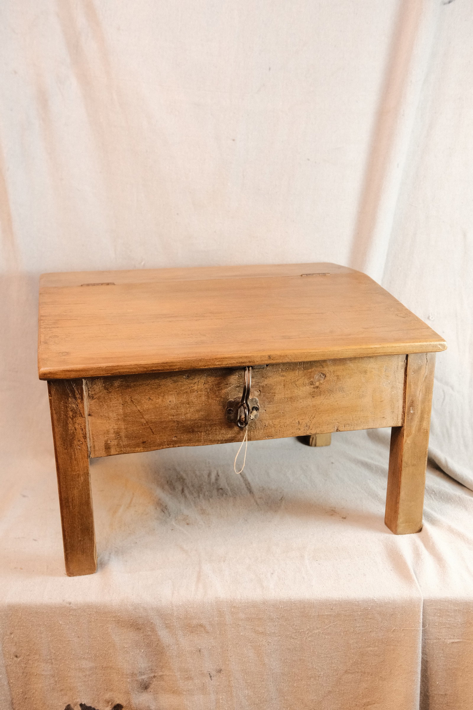 Light Stained Wood Riser with Storage Drawer (1 of 4)