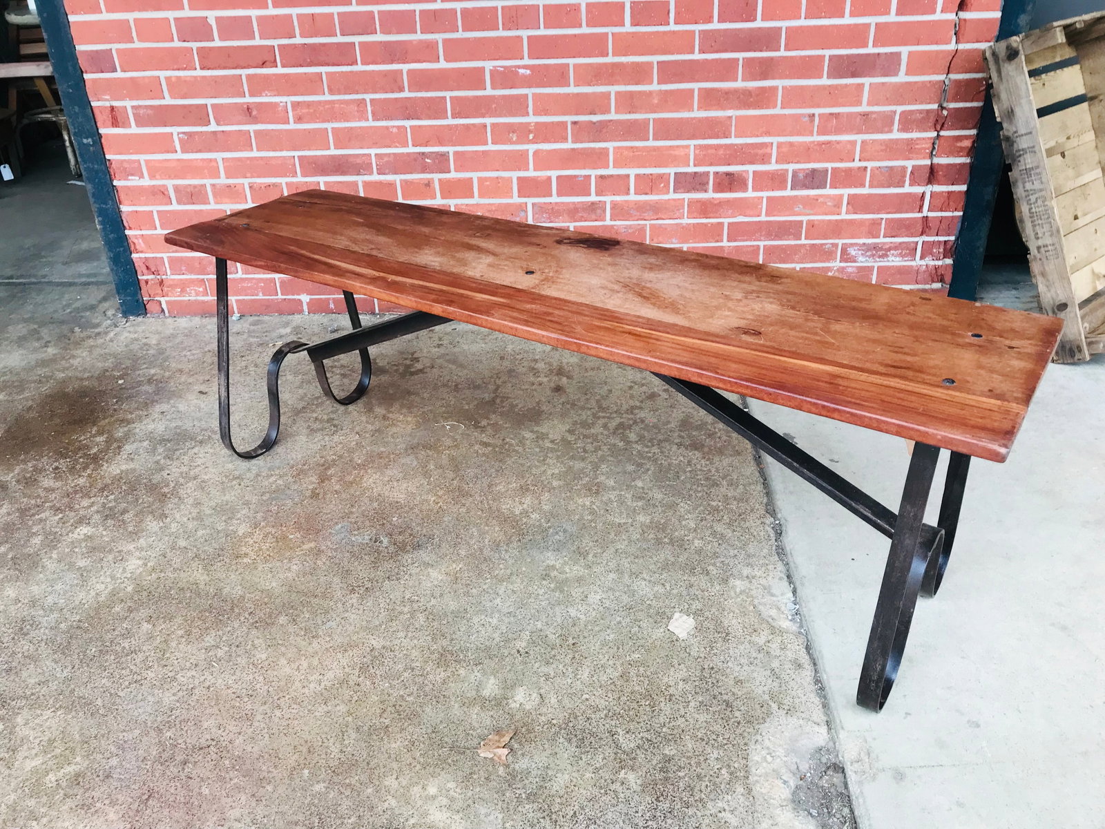 Rustic Wooden Bench or Coffee Table with metal legs (1 of 5)