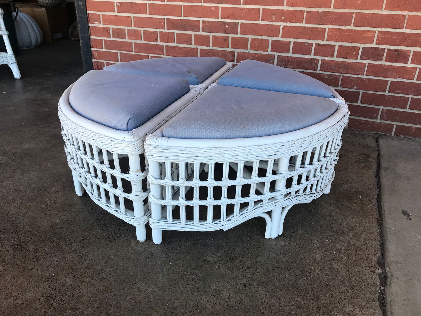 Farmhouse Cottage style White Wicker 4 Part Cushioned Circlet (1 of 5)