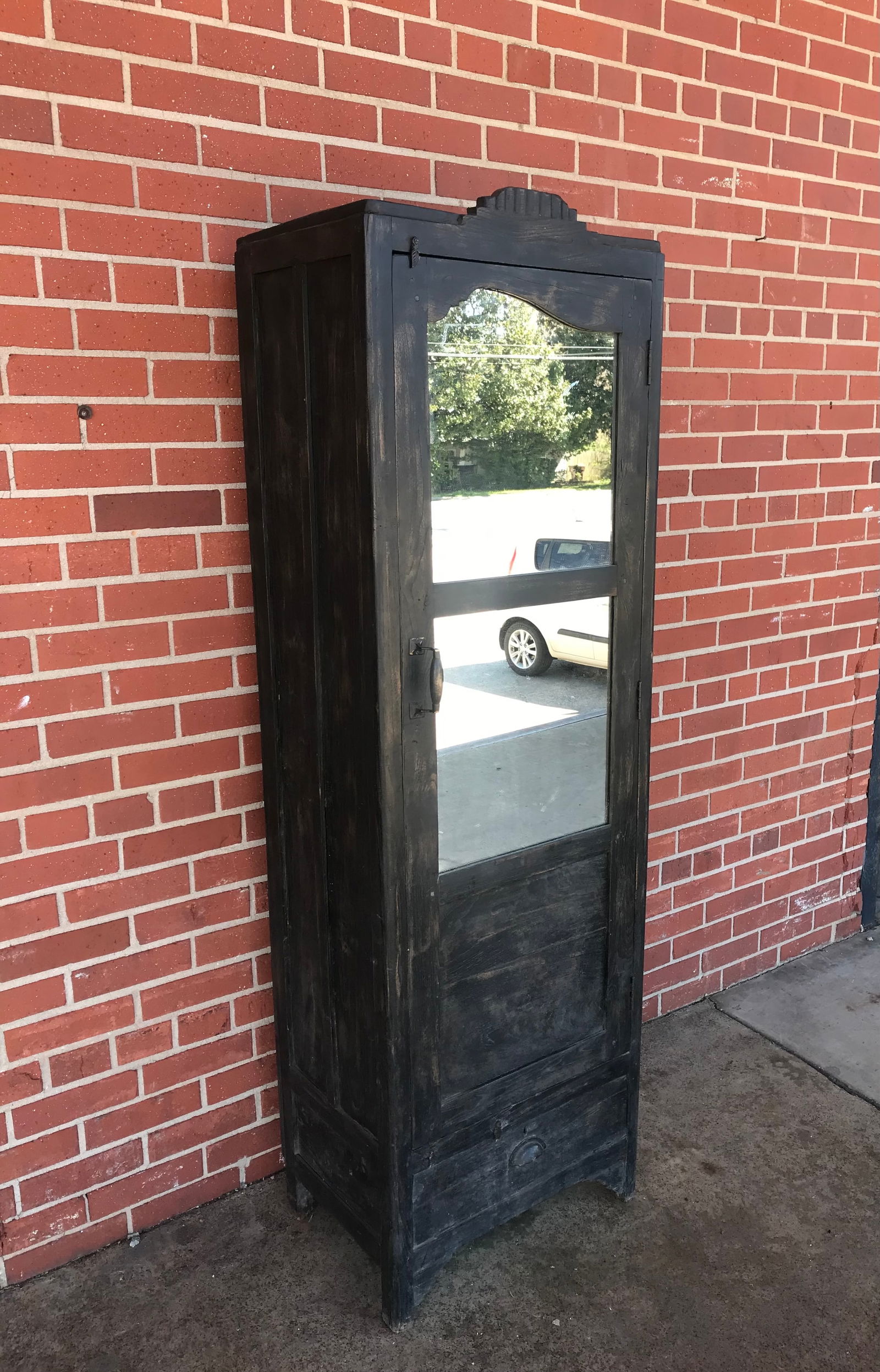 Farmhouse style Black Mirrored Wood Cabinet (1 of 7)