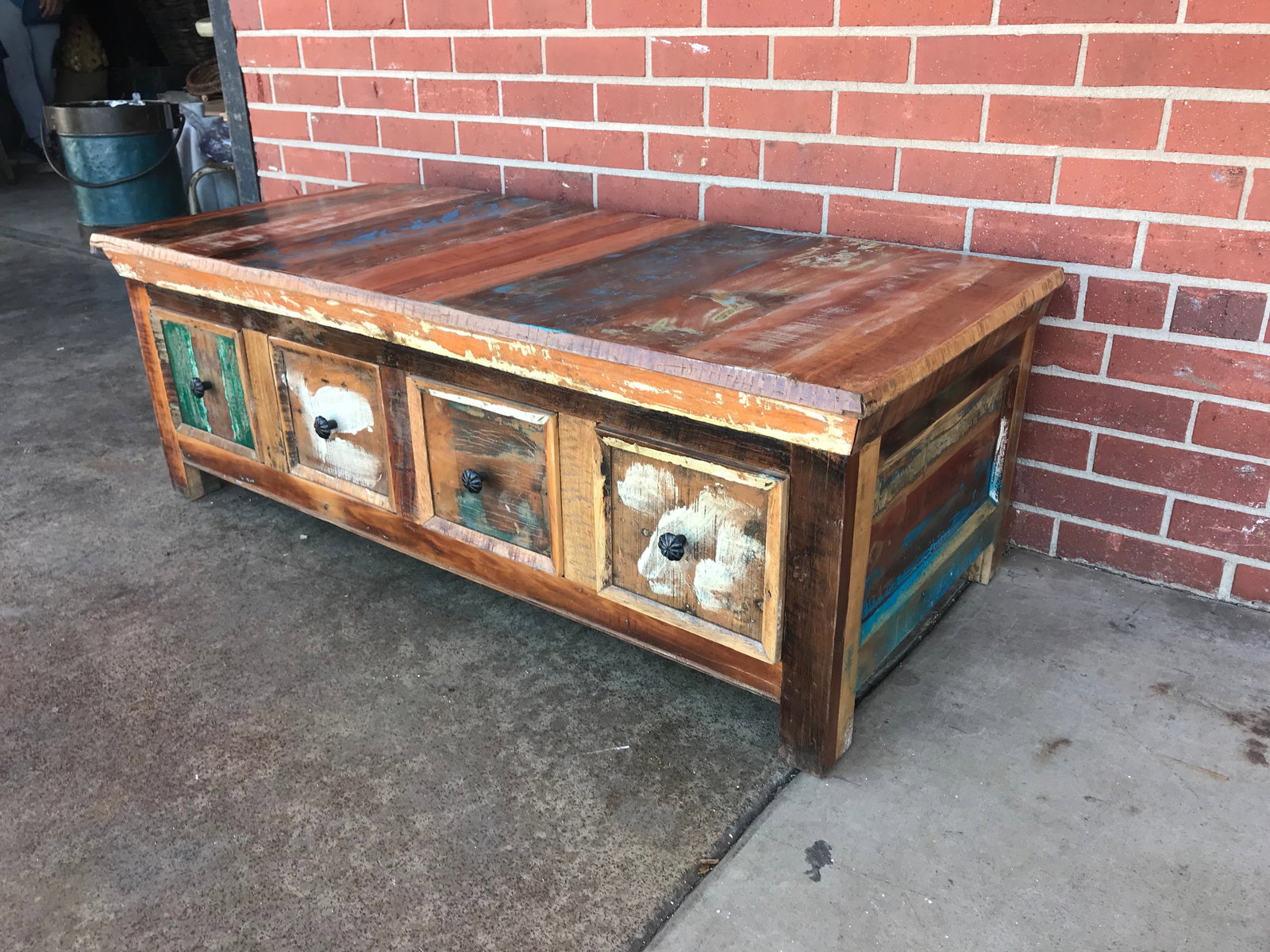 Nautical Themed Multicolored Teak Wood Coffee Table (1 of 6)
