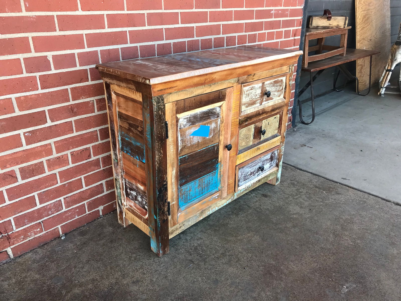Multicolored Teak Wood Console Table (1 of 6)