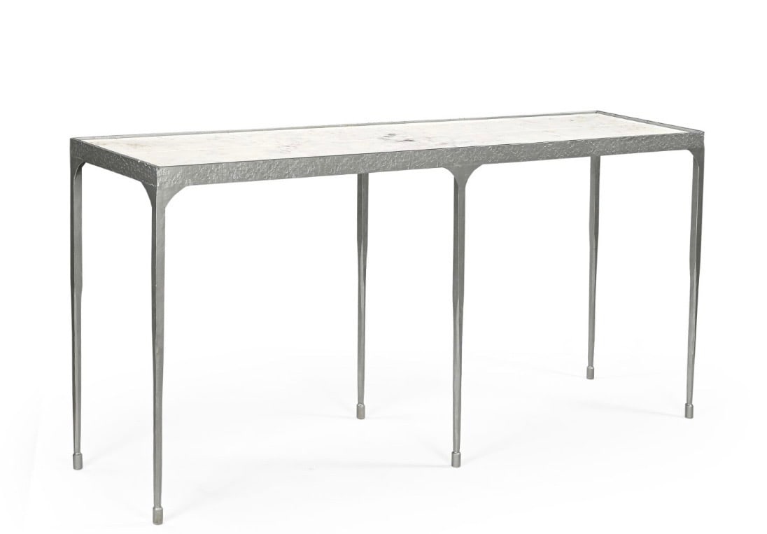 Contempory Silver Metal Framed Console Style Table (1 of 3)