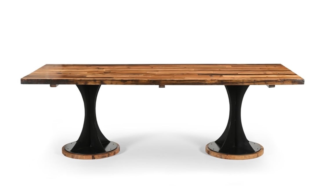 Contemporary Minimalistic Wood Dining Table with Bulbous Pedestal Base (1 of 6)