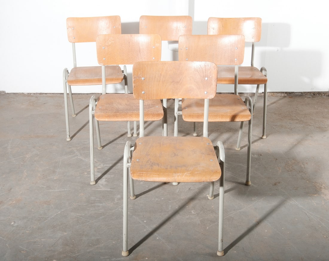 Industrial Metal Framed Dining Chair with Molded Wood Set, set of 6 (1 of 5)