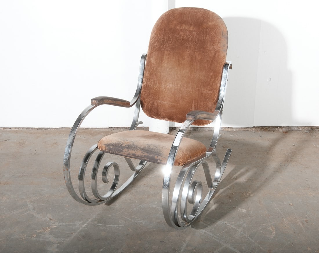 Chrome Metal Framed "Thonet" style Rocking Chair (1 of 6)