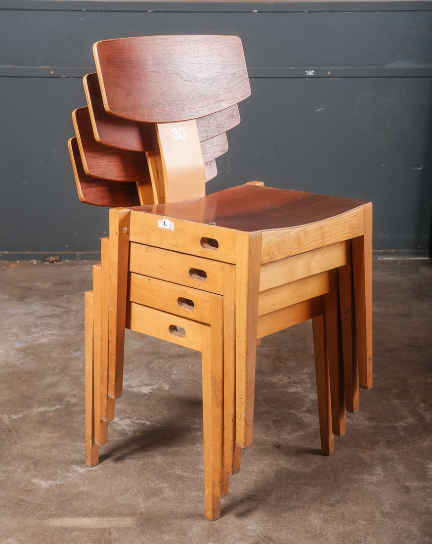 Set of Four Scandinavian chairs by Christoffersen Petersen 1950: Set of 6 Scandinavian chairs by Christoffersen Petersen 1950