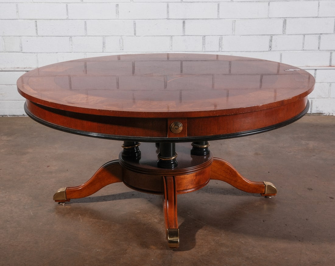 Round Empire Style Wood Inlay Coffee Table (1 of 4)