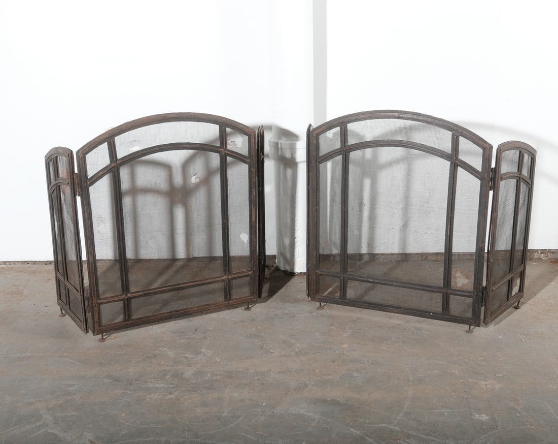 Black Metal Folding Fireplace Screen, one matching pair (1 of 5)