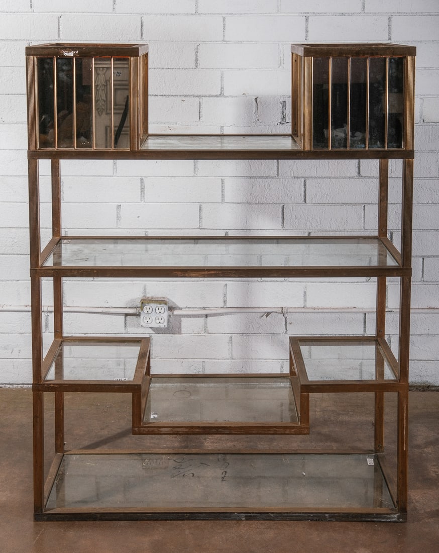 Mid Century Modern Brass and Mirror Shelving Unit Circa 1970 (1 of 3)