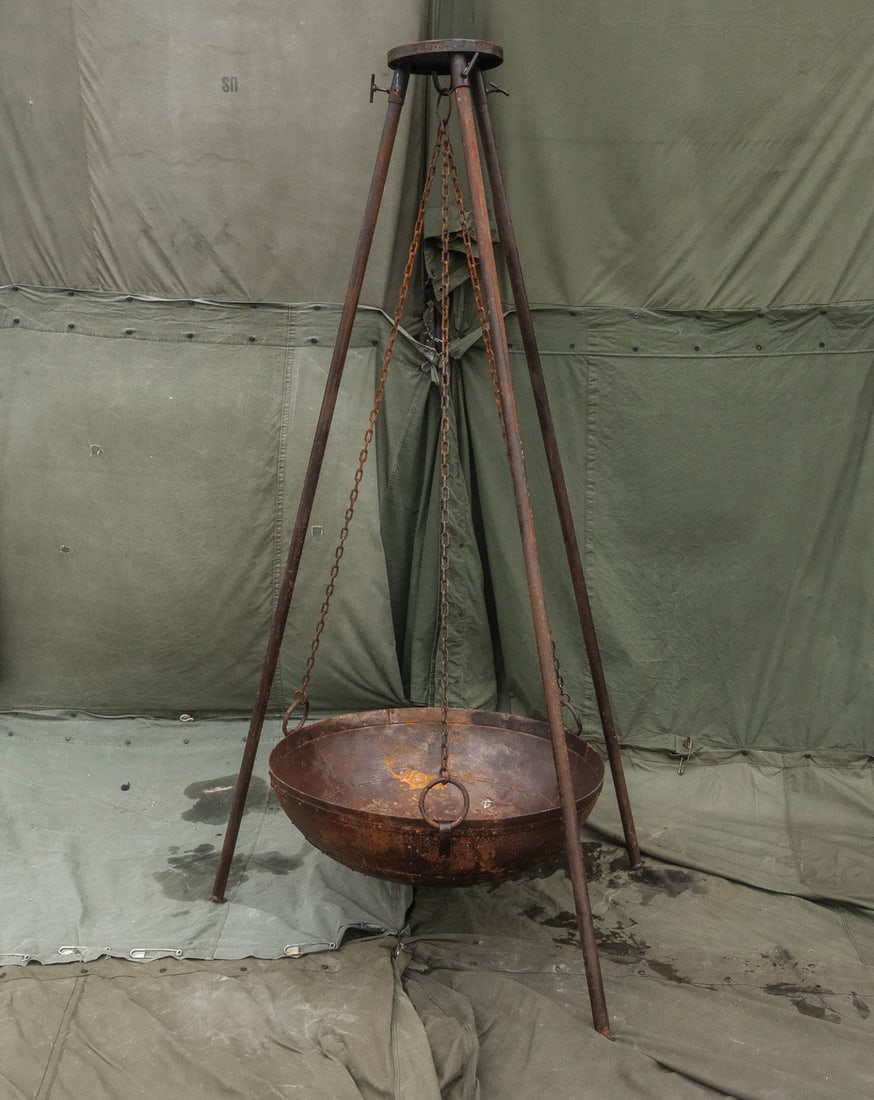 Iron Metal Tripod Fire pit (or planter) on custom Tripod stand (1 of 5)