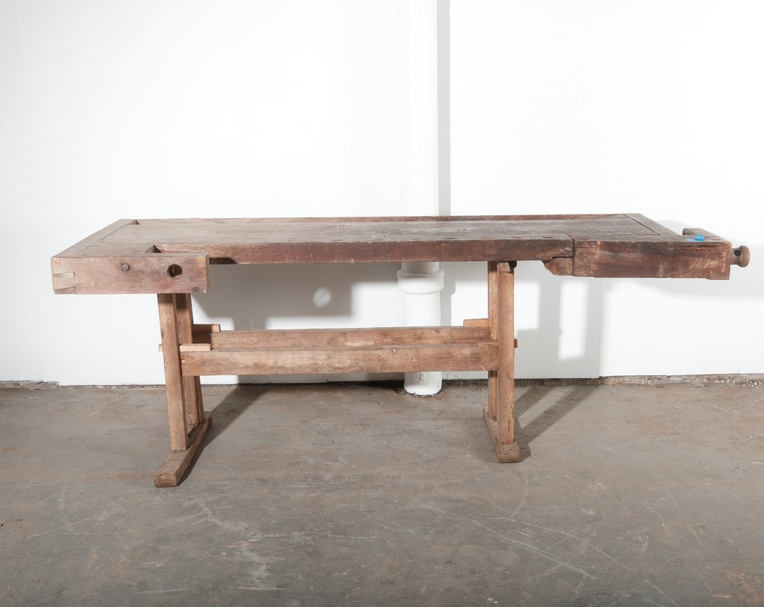 European Rustic Work Bench with Wood Corner Joints (1 of 7)