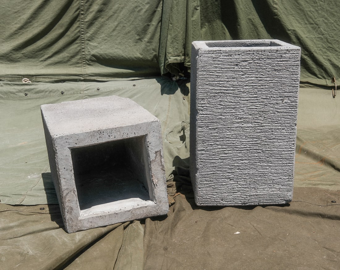 Modern Rectangular Concrete Square Planter, one matching pair (1 of 10)