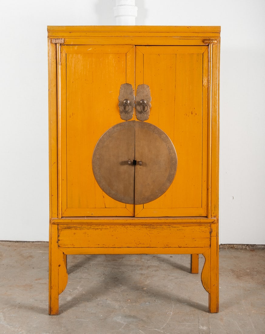 Antique Chinese Golden Yellow Lacquered Wedding Chest (1 of 6)