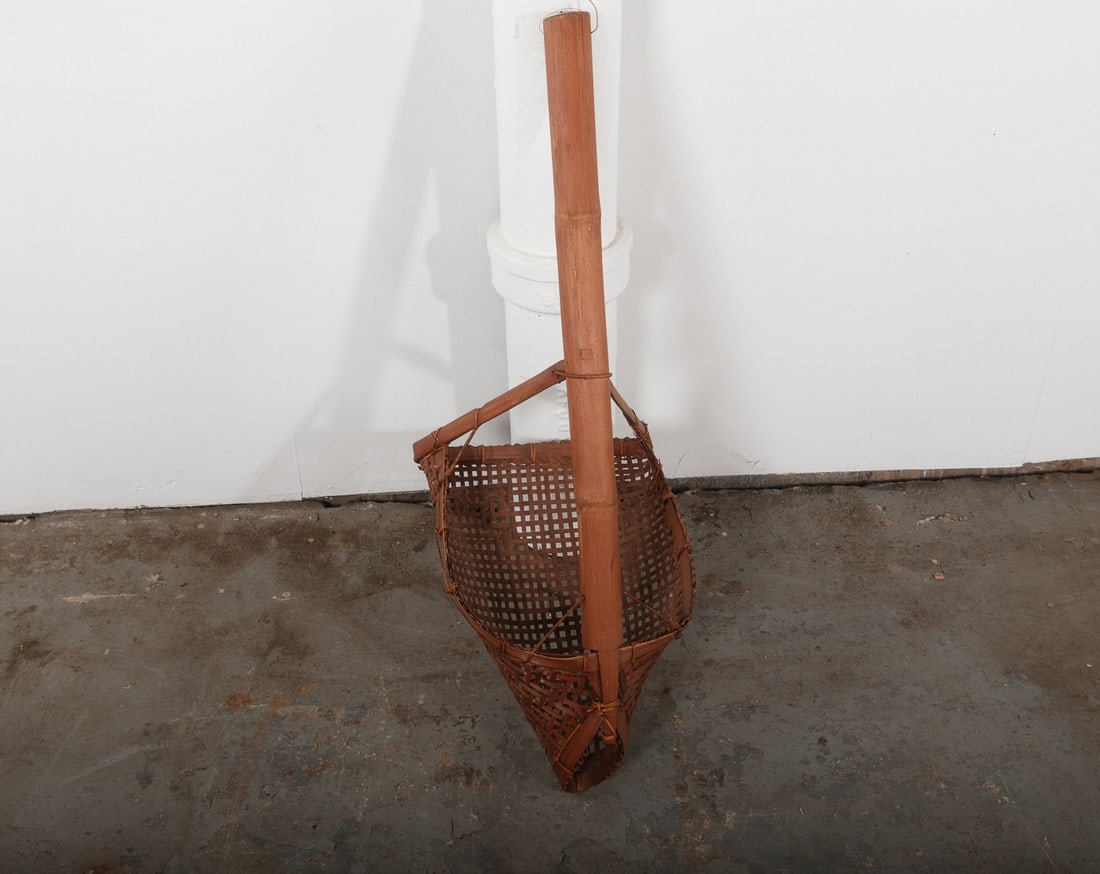 Vintage Bamboo Fishing Scoop: Hand woven vintage bamboo fishing scoop would make for great wall decor