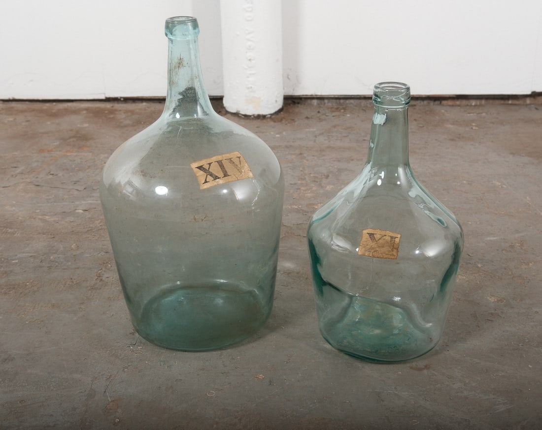 Lot of Two Vintage Glass Demijohn Bottles (1 of 6)