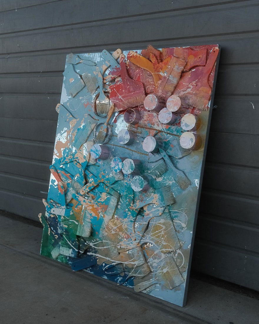 Artistic Collage Paint Brush Wall Art Painting (1 of 4)