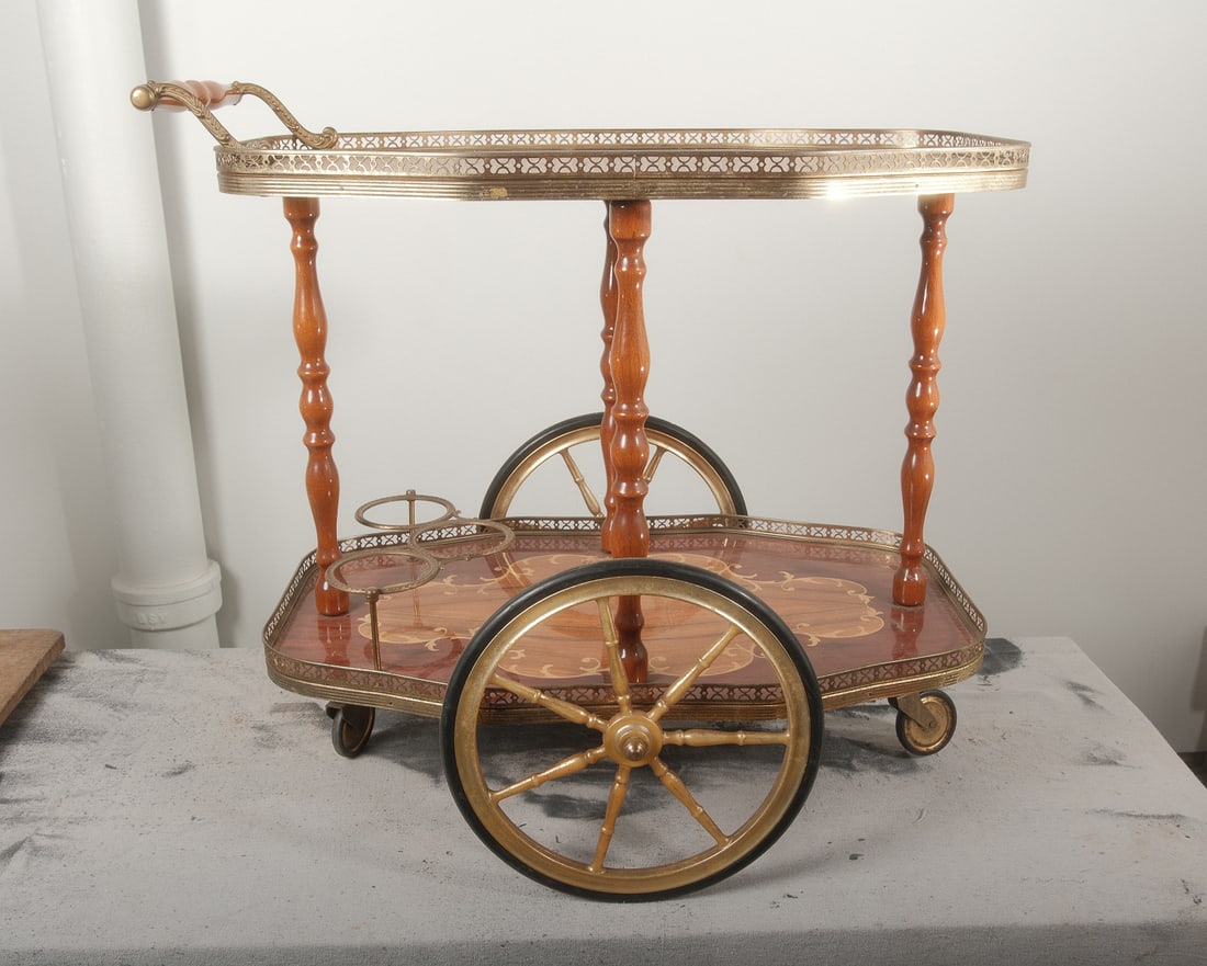Italian Two Tier Rosewood Bar Cart (1 of 8)